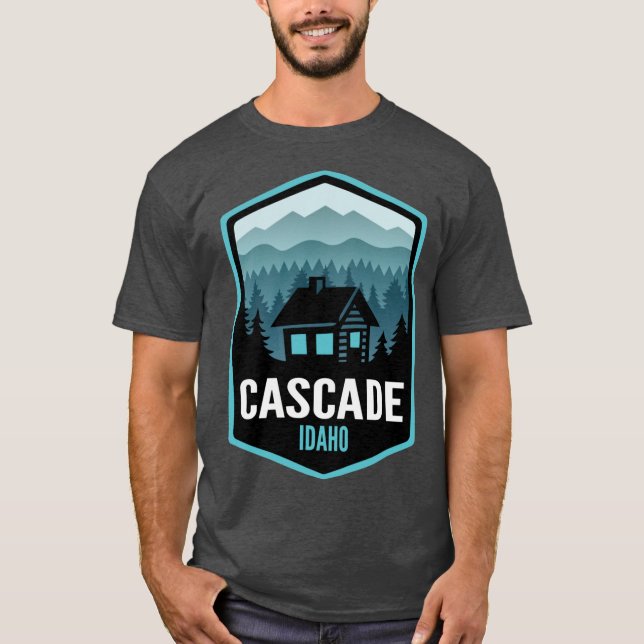 Cascade Idaho Mountain Town Cabin Oversized T-Shirt (Front)