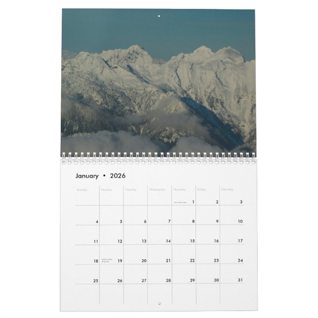 Cascade Mountains - Washington State Calendar (Jan 2026)