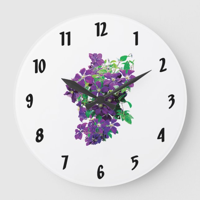 Cascade of Clematis Large Clock (Front)