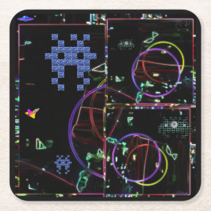 Cascade of Electronic Games Square Paper Coaster