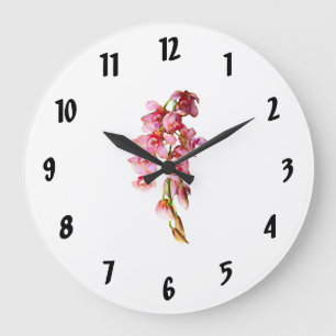 Cascade of Pink Orchids Large Clock