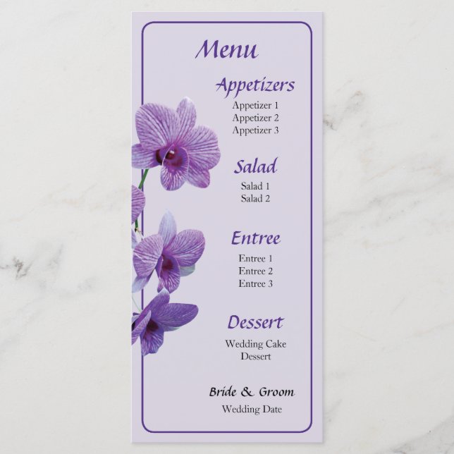 Cascade of Purple Orchids Menu (Front)