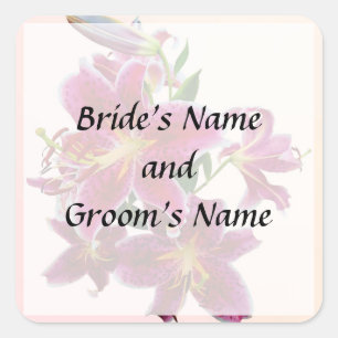 Cascade of Stargazer Lilies Save the Date Square Sticker
