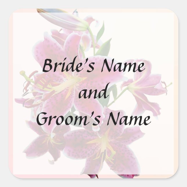 Cascade of Stargazer Lilies Save the Date Square Sticker (Front)