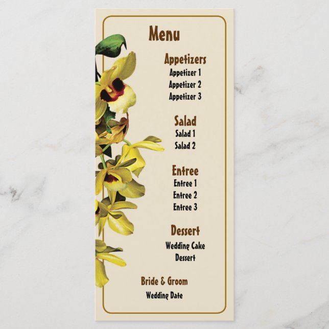 Cascade of Yellow Orchids Menu... Menu (Front)