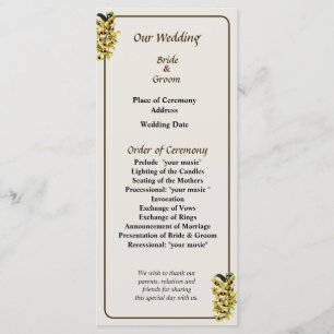 Cascade of Yellow Orchids Wedding Program