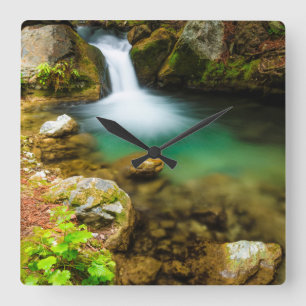 Cascade on Hare Creek, California Square Wall Clock