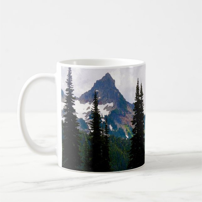 Cascade Peaks Watercolor Coffee Mug (Left)
