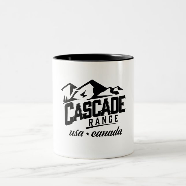 Cascade Range USA Canada logo. Two-Tone Coffee Mug (Center)