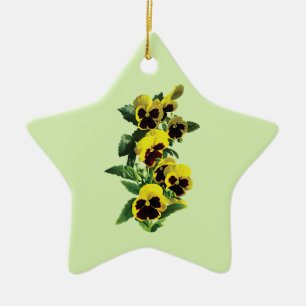Cascade Yellow Pansies Ceramic Tree Decoration