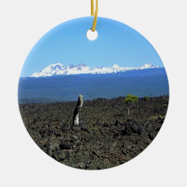 Cascades and Lava Rocks, OR Ceramic Ornament (Front)