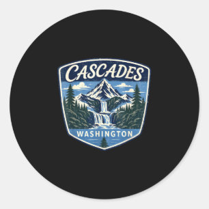 Cascades washington mountain waterfall nature classic round sticker
