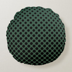 Cascading big to small black circles dark green round cushion