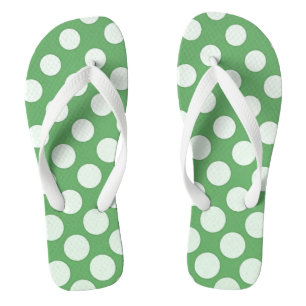 Cascading big white circles lime green thongs