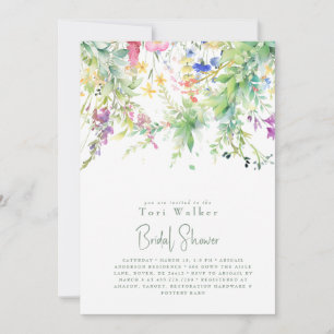 Cascading Boho Wildflower Bridal Shower  Invitation