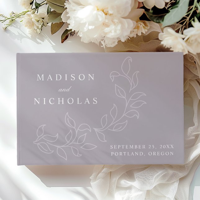 Cascading Dusty Purple Leaves Photo Wedding Guest Book (Creator Uploaded)