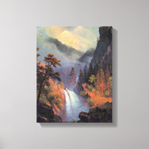 Cascading Falls at Sunset, fine art painting, Canvas Print