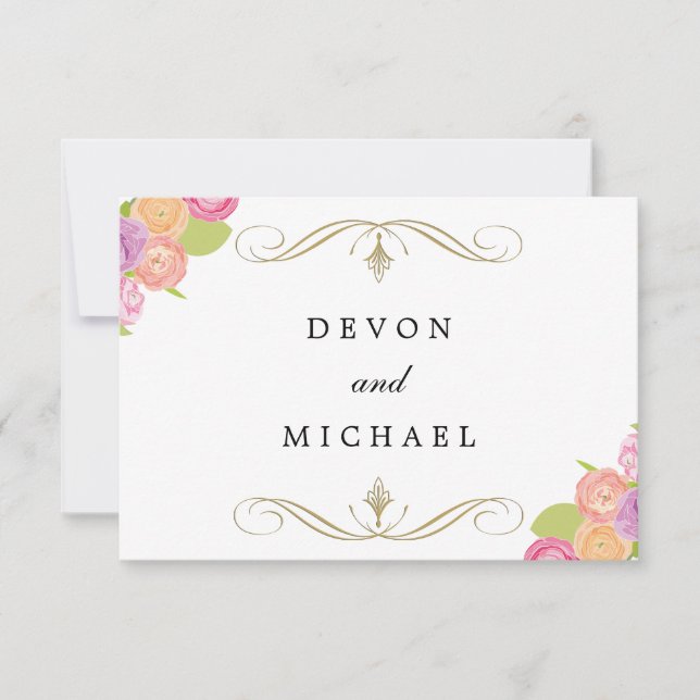Cascading Floral Wedding Response Cards (Front)
