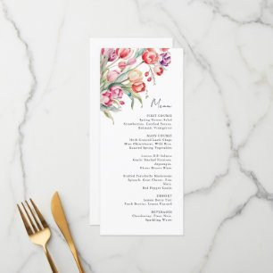 cascading flowers tulips wedding menu