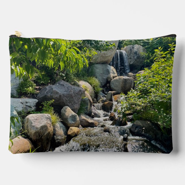 Cascading forest waterfall | forest greenery   accessory pouch (Front)