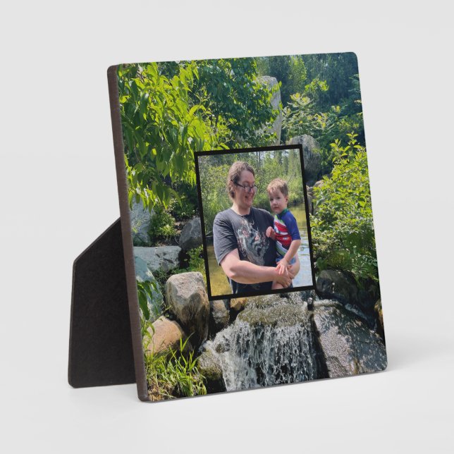 Cascading forest waterfall trees greenery   plaque (Front)