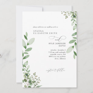 Cascading Greenery No Parents Wedding Invitation