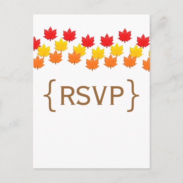 Cascading Leaves Fall Wedding RSVP Postcard (Front)