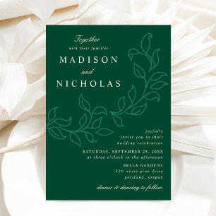Cascading Leaves Green Wedding Invitation
