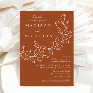 Cascading Leaves Terracotta Wedding Invitation