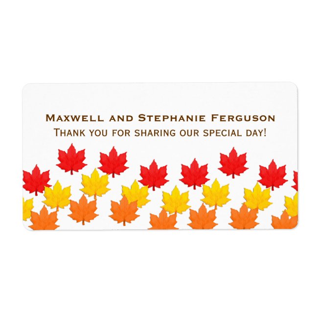 Cascading Leaves Wedding Labels (Front)