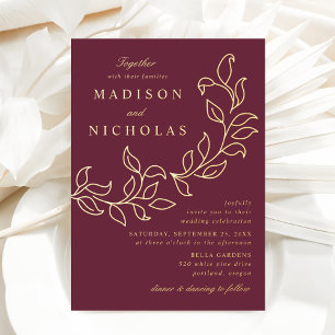 Cascading Leaves Wedding Merlot and Gold