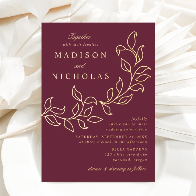 Cascading Leaves Wedding Merlot and Gold (Creator Uploaded)