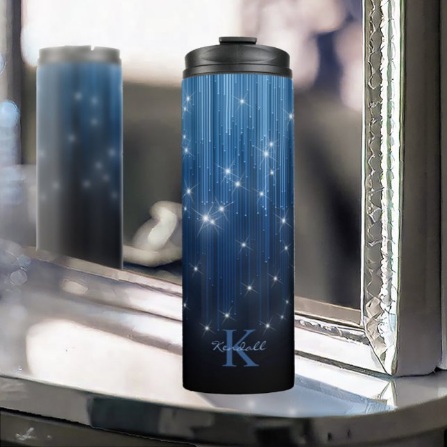 Cascading Lights Monogram Blue ID789 Thermal Tumbler (Creator Uploaded)