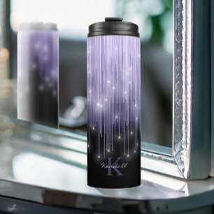 Cascading Lights Monogram Violet ID789 Thermal Tumbler