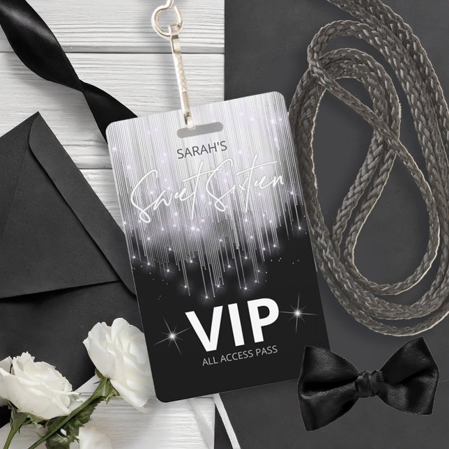 Cascading Lights Sweet 16 Black and White ID790 ID Badge (Creator Uploaded)