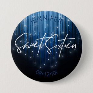 Cascading Lights Sweet 16 Blue ID790 7.5 Cm Round Badge