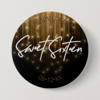 Cascading Lights Sweet 16 Gold ID790 7.5 Cm Round Badge