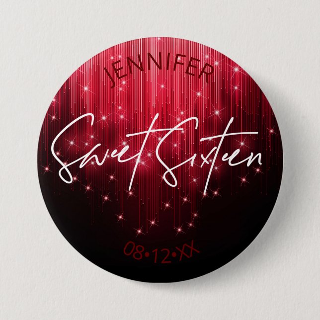 Cascading Lights Sweet 16 Red ID790 7.5 Cm Round Badge (Front)