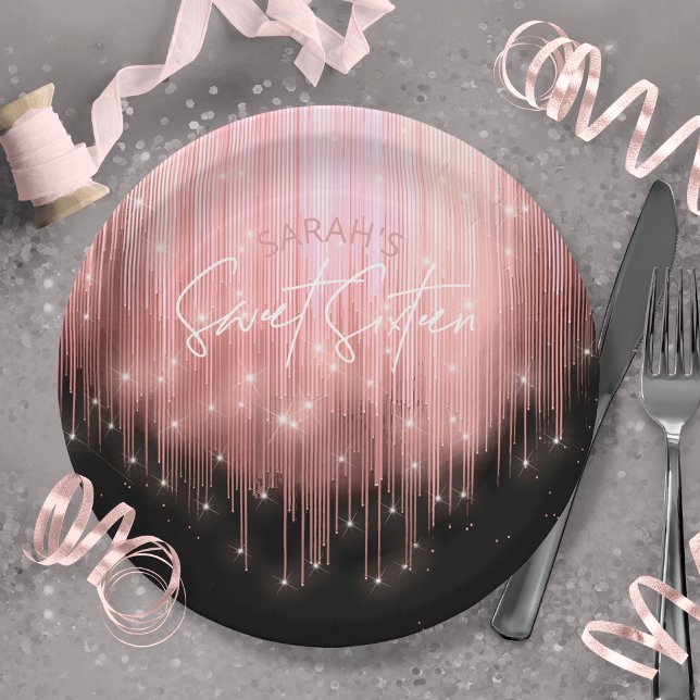 Cascading Lights Sweet 16 Rose Gold ID790 Paper Plate (Creator Uploaded)