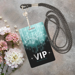 Cascading Lights Sweet 16 Teal ID790 ID Badge