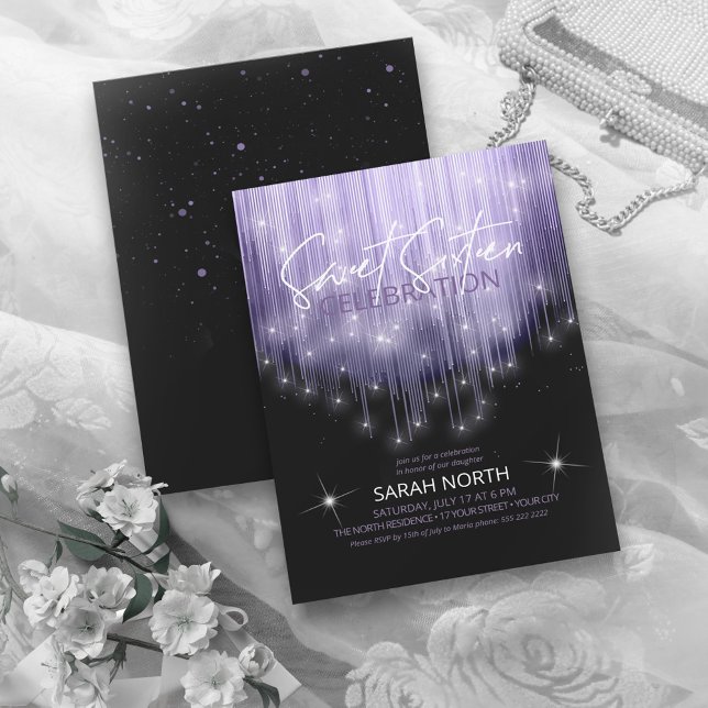 Cascading Lights Sweet 16 Violet ID790 Invitation (Creator Uploaded)