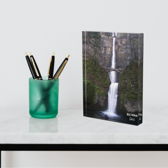 Cascading Multnomah Falls Scenic Photo Block (In Situ)