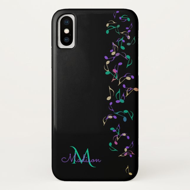Cascading Music Notes Monogram iPhone X Case (Back)