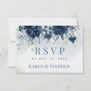 Cascading Peonies Wedding Mail Back RSVP Card