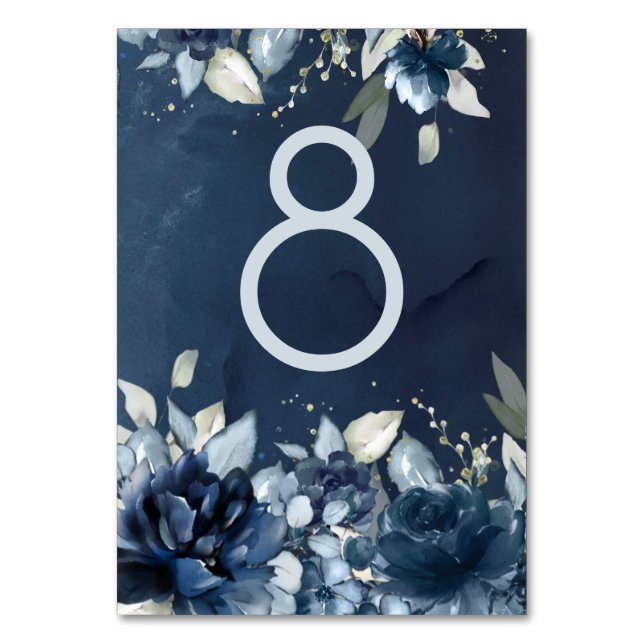 Cascading Peonies Wedding Table Number Card (Back)