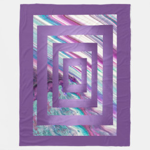 Cascading Purple, Blue, Teal, White Abstract Fleece Blanket