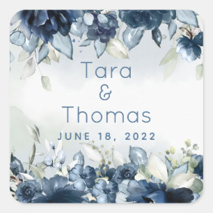 Cascading Rose Wedding Small Square Sticker