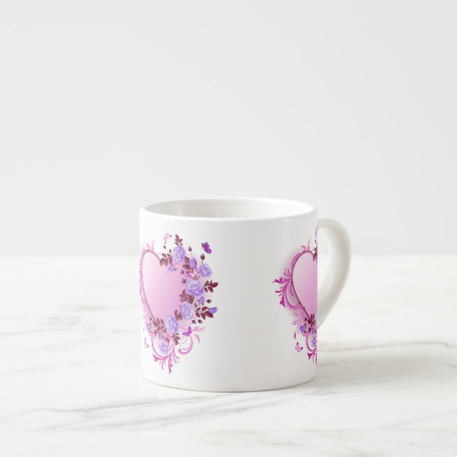 Cascading Roses Lavender Heart Espresso Cup (Front Right)