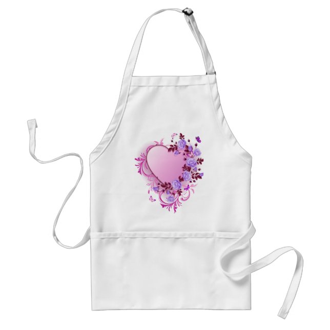 Cascading Roses Lavender Heart Standard Apron (Front)