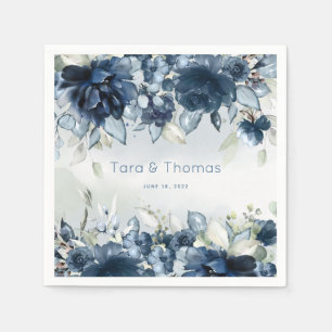 Cascading Roses Wedding Cocktail Napkins